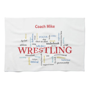 Personalize, Wrestling Coach Thank You in Words Kitchen Towel