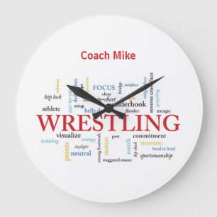 Personalize, Wrestling Coach Thank You in Words Large Clock