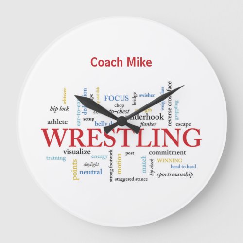 Personalize Wrestling Coach Thank You in Words Large Clock