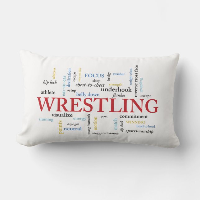 Personalize, Wrestling Coach Thank You in Words Lumbar Pillow (Front)