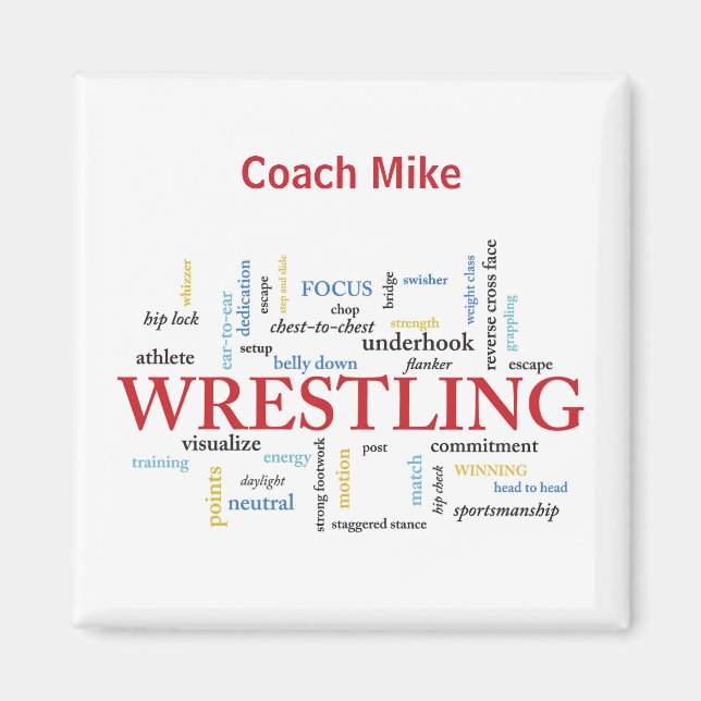 Personalize, Wrestling Coach Thank You in Words Magnet (Front)