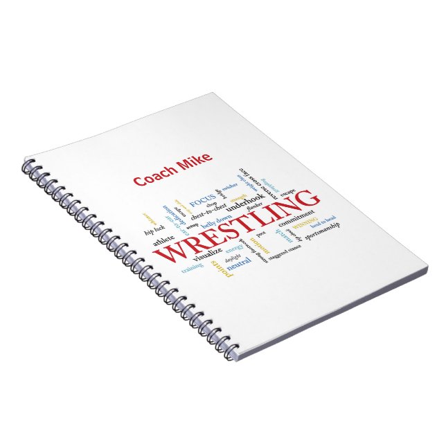 Personalize, Wrestling Coach Thank You in Words Notebook (Right Side)