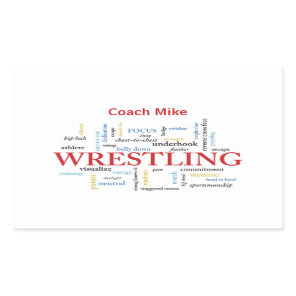 Personalize, Wrestling Coach Thank You in Words Rectangular Sticker