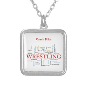 Personalize, Wrestling Coach Thank You in Words Silver Plated Necklace