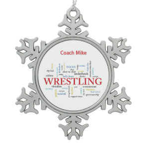 Personalize, Wrestling Coach Thank You in Words Snowflake Pewter Christmas Ornament