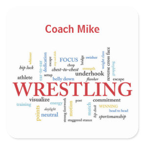 Personalize, Wrestling Coach Thank You in Words Square Sticker