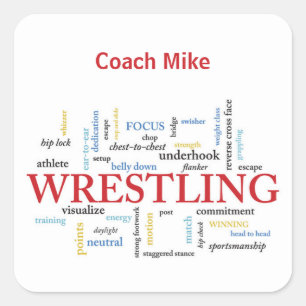 Personalize, Wrestling Coach Thank You in Words Square Sticker