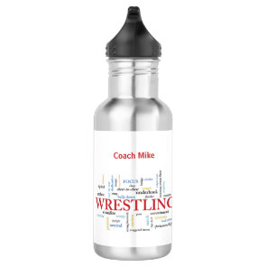 Personalize, Wrestling Coach Thank You in Words Stainless Steel Water Bottle