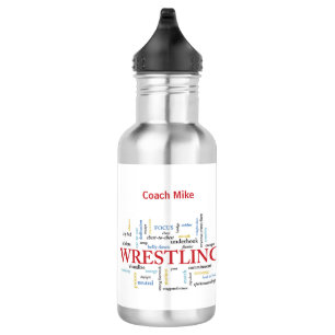 Personalize, Wrestling Coach Thank You in Words Stainless Steel Water Bottle