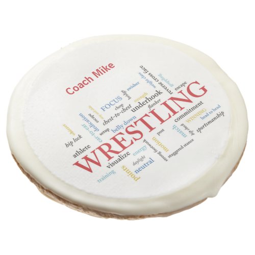 Personalize Wrestling Coach Thank You in Words Sugar Cookie