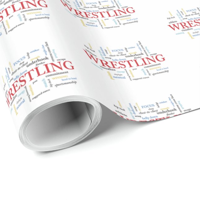 Personalize, Wrestling Coach Thank You in Words Wrapping Paper (Roll Corner)