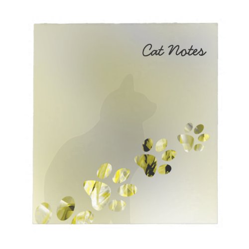 Personalize Yelllow Cat Paw Prints For Cat Lovers Notepad