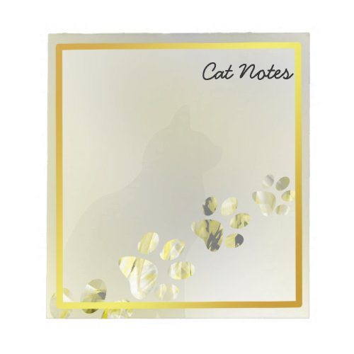 Personalize Yelllow Cat Paw Prints For Cat Lovers Notepad