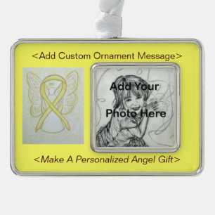 Personalize Yellow Awareness Ribbon Angel Ornament