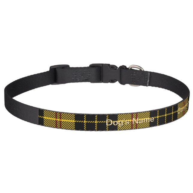Personalize Yellow Black Plaid DOG   Pet Collar (Front)