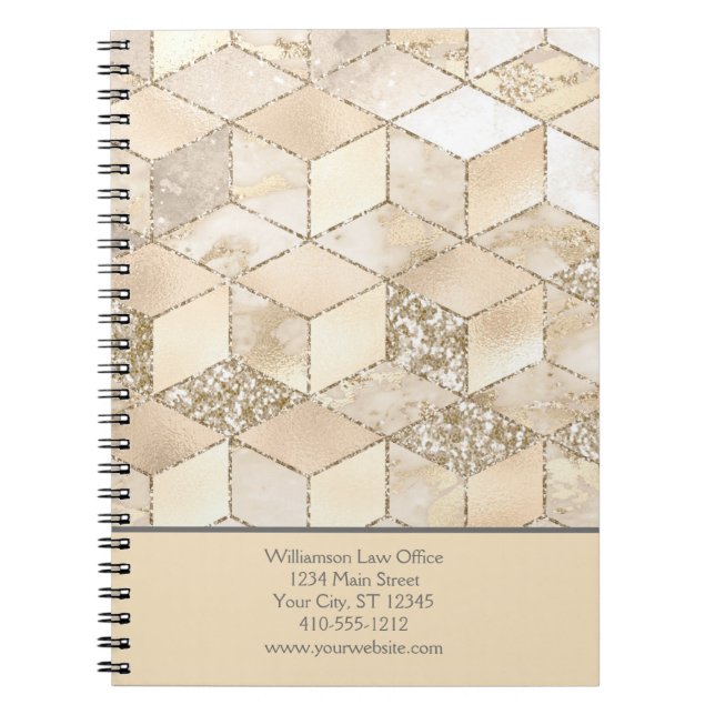 Personalize Yellow Brown Gray Peach Geometric Notebook (Front)