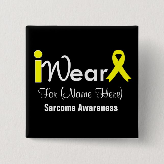Personalize Yellow Ribbon Sarcoma Pinback Button (Front)