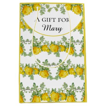 Personalize Yellow Rose  Medium Gift Bag by Susang6 at Zazzle