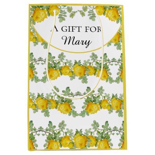 Personalize Yellow Rose  Medium Gift Bag