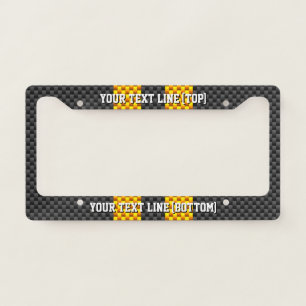 Personalize Yellow Stripe Carbon Fiber Print Style License Plate Frame