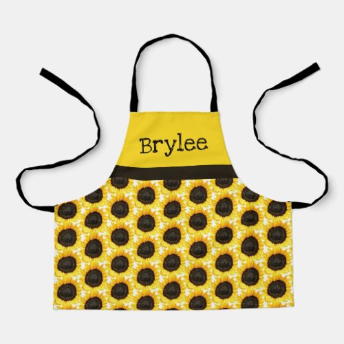 Personalize Yellow Sunflower Craft or Cooking Kids Apron