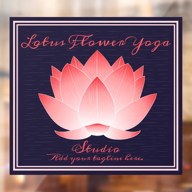 Personalize Yoga Studio Pink Lotus Flower Window Cling (Sheet 2)