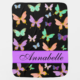 Personalize you own colorful butterfly baby blanket