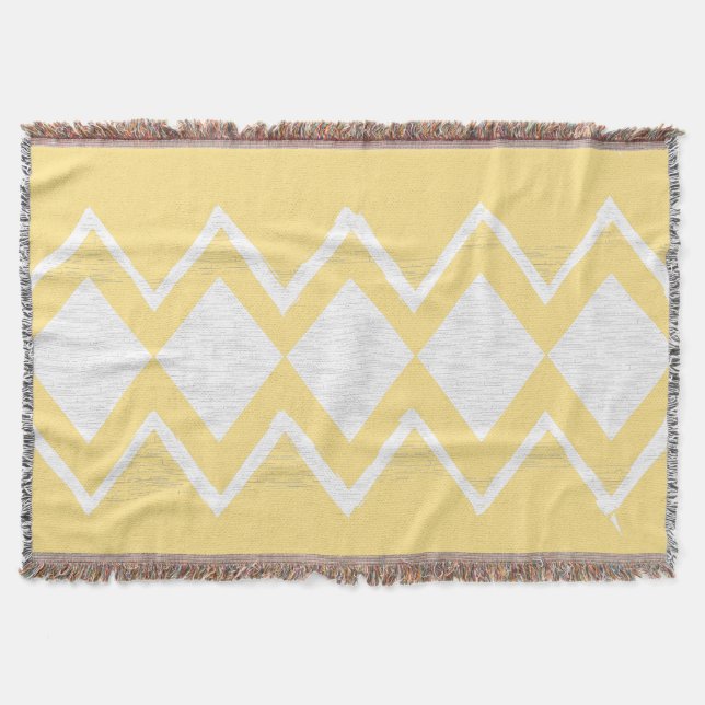 Personalize Your Beach House Aqua Gray Zig Zag Throw Blanket (Front)