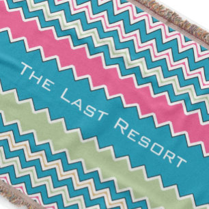 Personalize Your Beach House Aqua Pink Zig Zag Throw Blanket