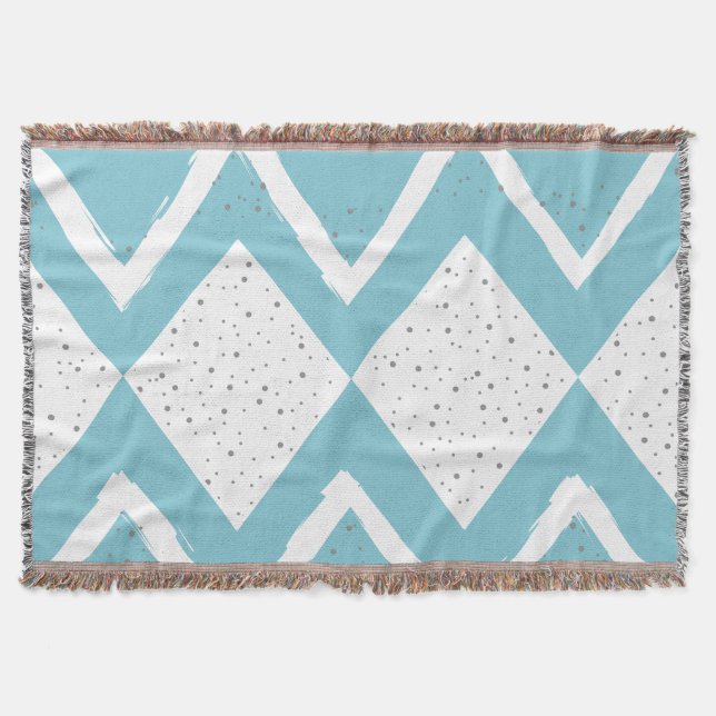 Personalize Your Beach House Gray Zig Zag Throw Blanket (Front)