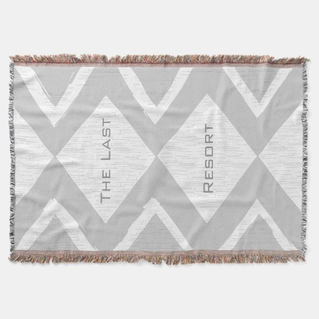 Personalize Your Beach House Gray Zig Zag Throw Blanket (Front)