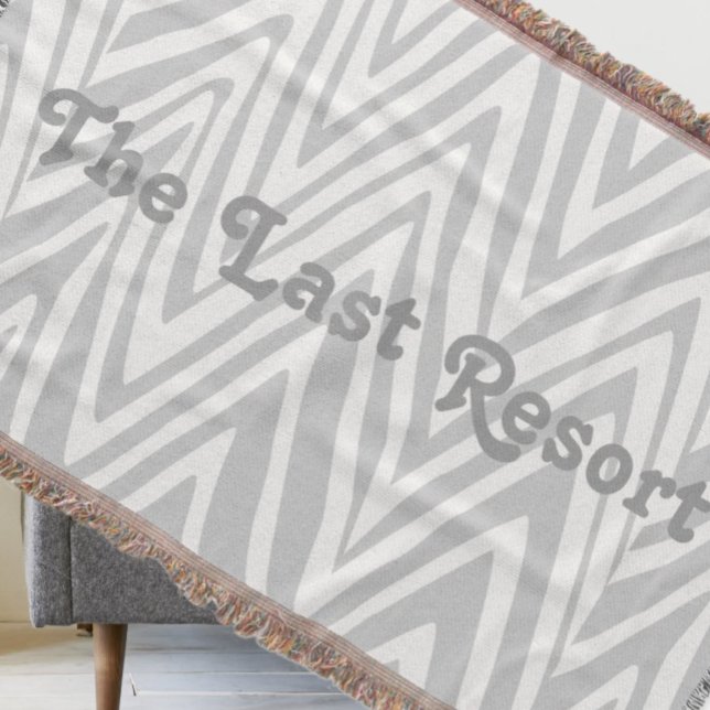 Personalize Your Beach House Name Gray Zig Zag Throw Blanket (Creator Uploaded)