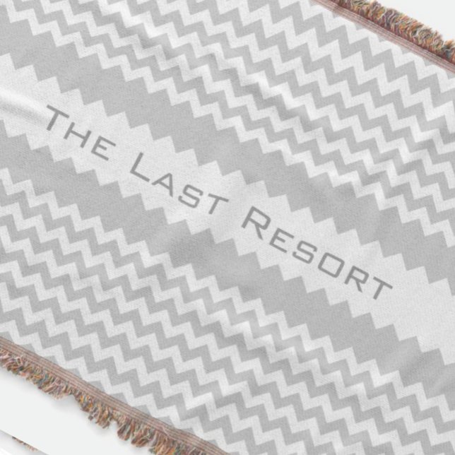 Personalize Your Beach House Name Gray Zig Zag Throw Blanket (Creator Uploaded)