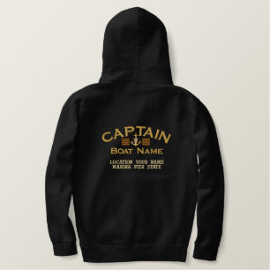 Personalize Your Captain Stripes Star Anchor Embroidered Hoodie