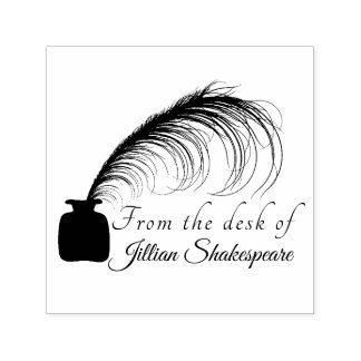 Personalize Your Elegant Logo Feather Quill & Ink Self-inking Stamp