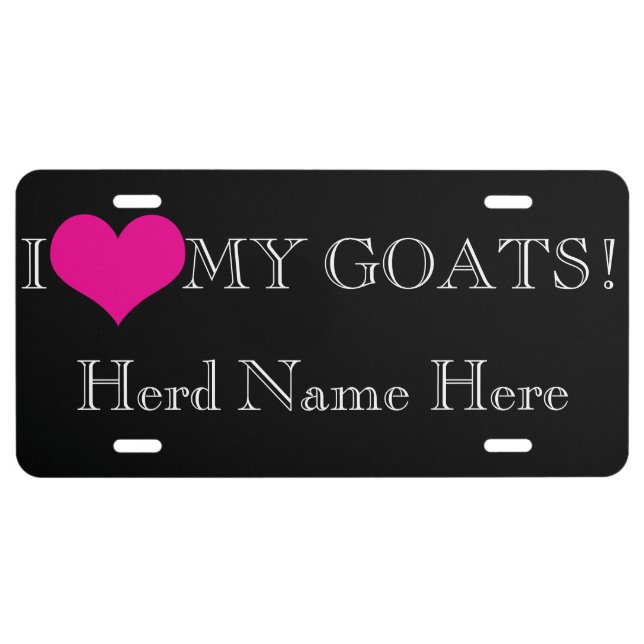 Personalize YOUR Farm or Herd Name I Heart Goats License Plate (Front)
