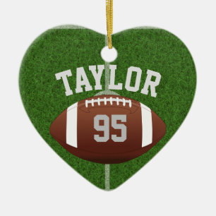 Personalize Your Football player Name and Number Ceramic Ornament
