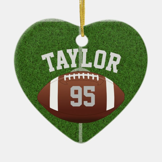 Personalize Your Football player Name and Number Ceramic Ornament (Front)