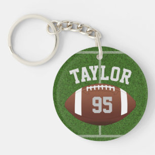 Personalize Your Football player Name and Number Keychain