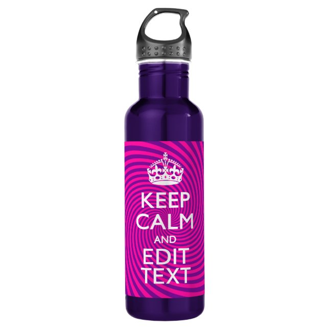 Personalize Your Keep Calm and Hot Pink Twist Water Bottle (Front)