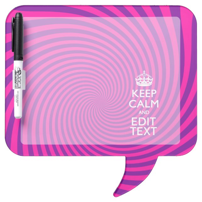 Personalize Your Keep Calm Saying Hot Pink Swirl Dry-Erase Board (Front)