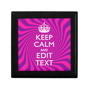 Personalize Your Keep Calm Saying Hot Pink Swirl Jewelry Box
