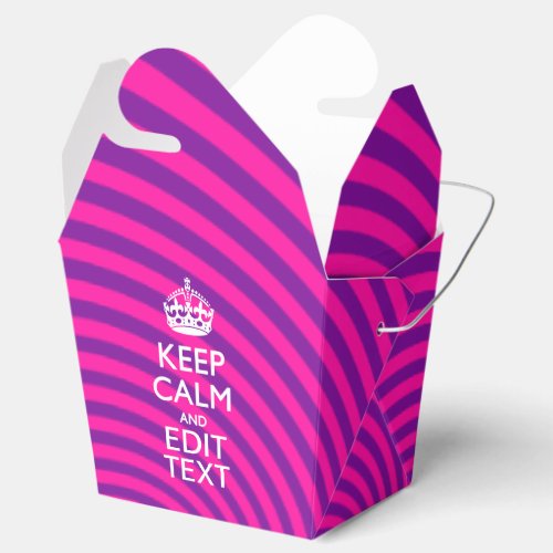 Personalize Your Keep Calm Saying on Pink Swirl Favor Boxes