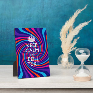 Personalize Your Keep Calm Text Multicolored Swirl Plaque