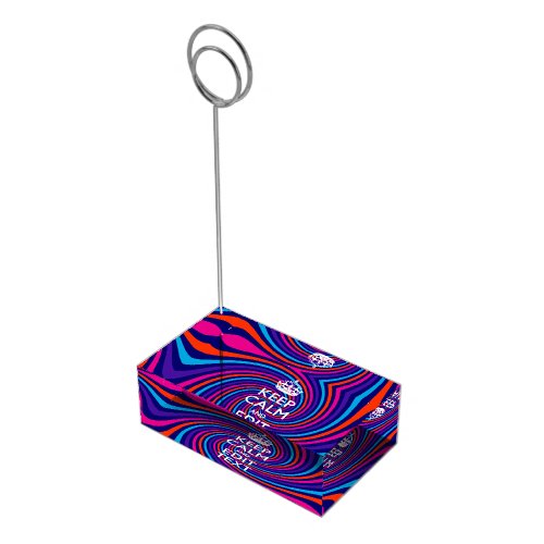 Personalize Your Keep Calm Text Multicolored Swirl Table Number Holder
