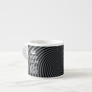 Personalize Your Keep Calm Text on Black Swirl Espresso Cup