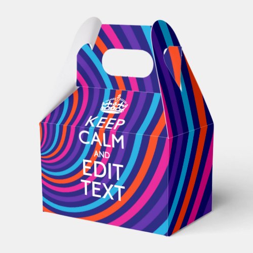 Personalize Your Keep Calm Text on Multicolored Favor Boxes