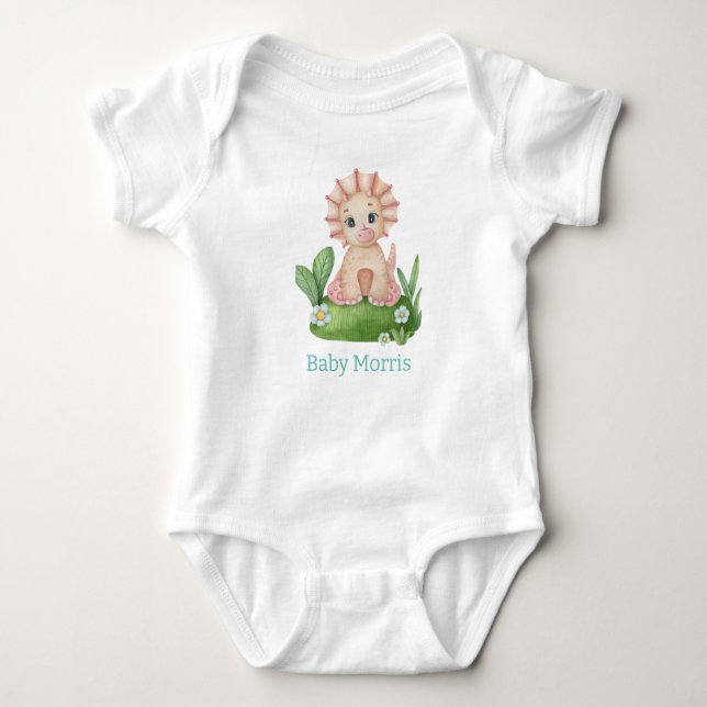  Personalize Your Little Dino's Style! Baby Bodysuit (Front)