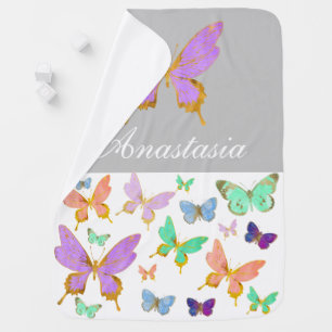 Personalize Your Little Girl's Colorful Butterfly Baby Blanket