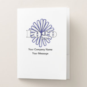Personalize Your Logo Blue Floral Design Pocket Folder